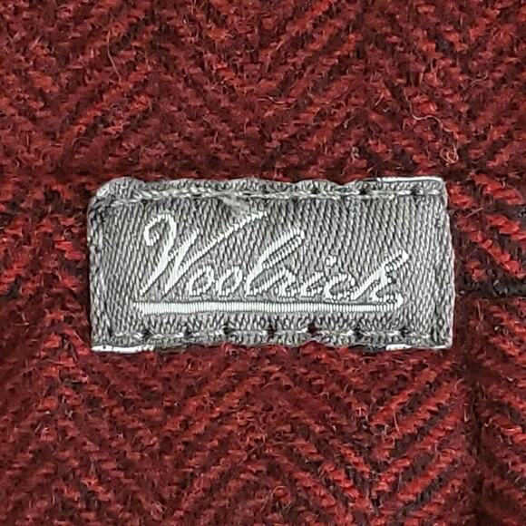 Woolrich Vest Sherpa Fleece Lined Burgundy Wool Gilet Mens Size M Medium Snap - Picture 4 of 9